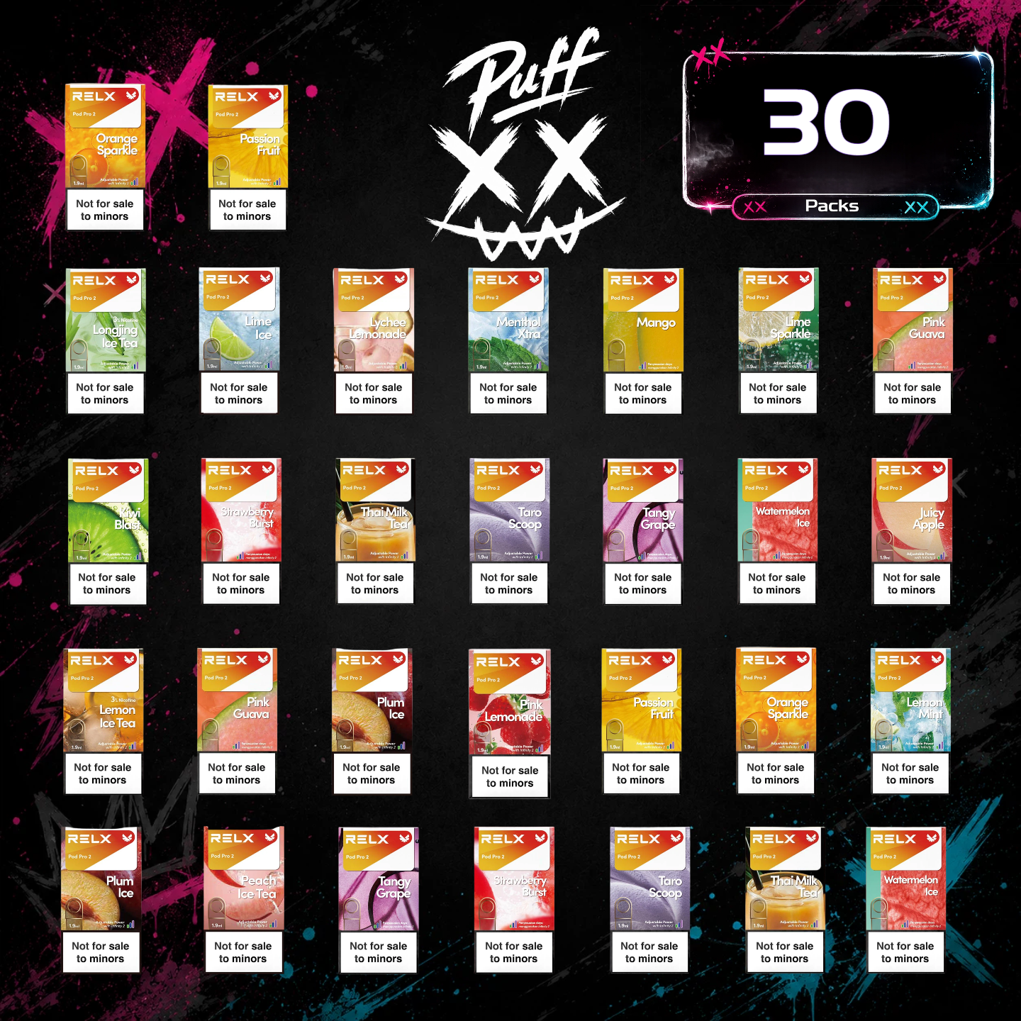 Clearance Sale –  30 × Relx Pods $214.79